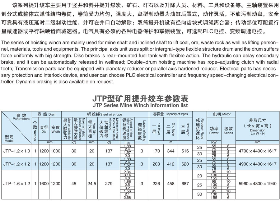 JTP系列礦用提升絞車